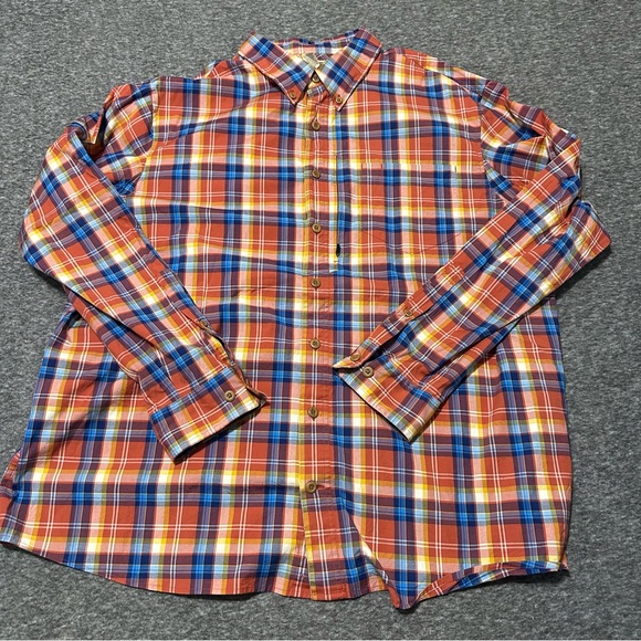 Duluth Trading DuluthFlex Beergarden Button Down Shirt Men’s 2XL Tall Orange - Picture 1 of 12